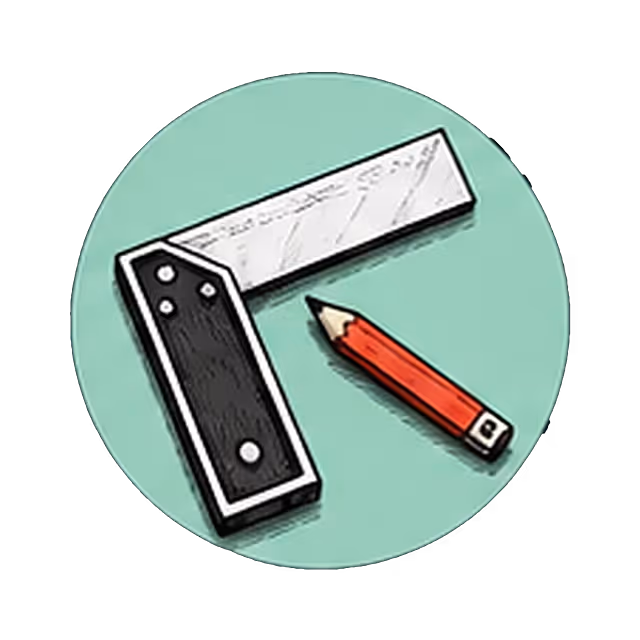 A try square and a red pencil