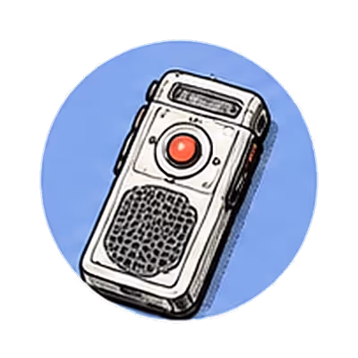 A pocket recorder with its red record button