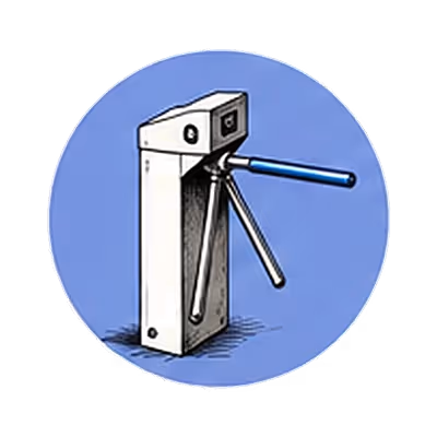 A turnstile that lets one person through at a time