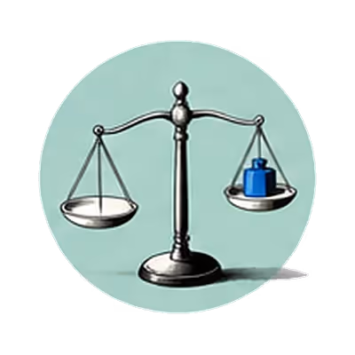 A balance scale with a weight in one pan