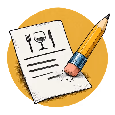 A pencil erasing a line on a dinner reservation