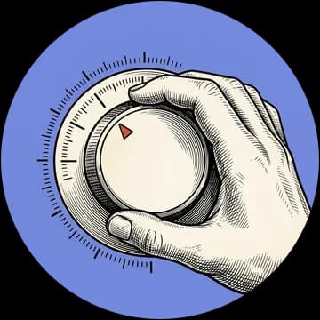 Etched illustration of a hand turning a control dial